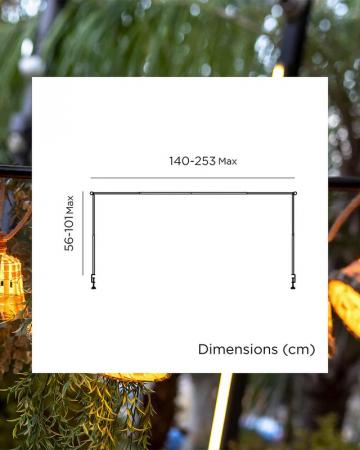 New Garden Ausziehbare Tischschiene für Girlanden. Outdoor oder Indoor ohne Installation - Verstellbare Tischbefestigung