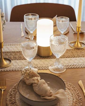 New Garden Maia Akku Tischleuchte Messingfarben In&Out RGBW wiederaufladbar über USB