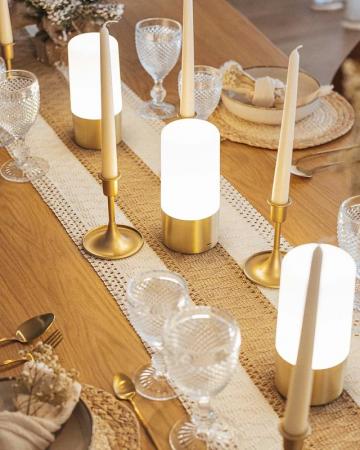 New Garden Maia Akku Tischleuchte Messingfarben In&Out RGBW wiederaufladbar über USB