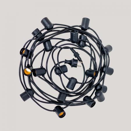 New Garden ALLEGRA Lichterkette SCHWARZ 220V mit E27 Fassung, ohne Leuchtmittel