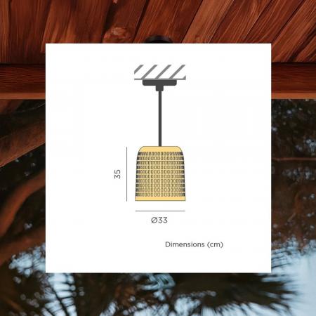 New Garden POSITANO Naturgeflecht Hängeleuchte mit E27 Fassung ohne Leuchtmittel Ø33cm, IP44