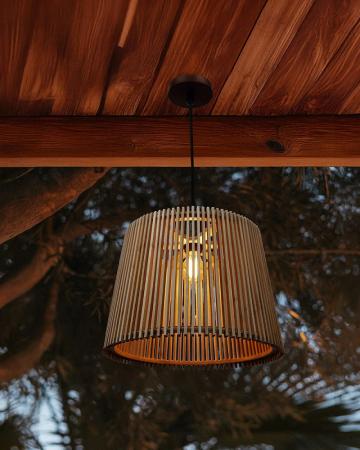 New Garden OKINAWA 40 LED Bambus Hängeleuchte IP44 mit E27 Fassung ohne Leuchtmittel