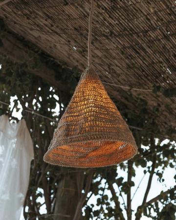 New Garden MARO Hängeleuchte mit 5 m Kabel für den Außenbereich mit E27 Fassung Naturfasern