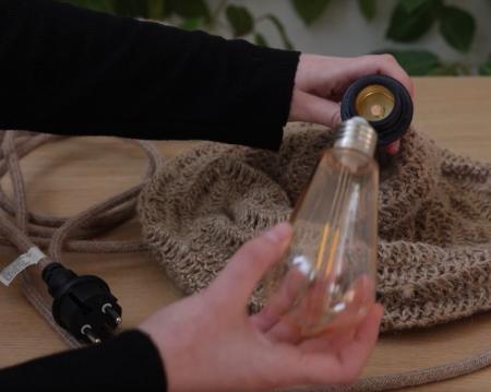 New Garden MARO Hängeleuchte mit 5 m Kabel für den Außenbereich mit E27 Fassung Naturfasern