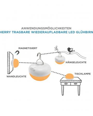 New Garden CHERRY LED Outdoor Akku Leuchthalbkugel dimmbar orange/weiß mit Fernbedienung IP54 Durchmesser: 11 cm