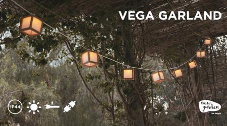 New Garden Vega Solarlichterkette IP44 5 m lang Bambus 1800 K für 230 V Betrieb oder mit Solar - flexible Handhabung möglich