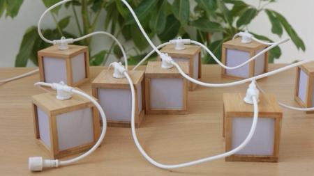 New Garden Vega Solarlichterkette IP44 5 m lang Bambus 1800 K für 230 V Betrieb oder mit Solar - flexible Handhabung möglich