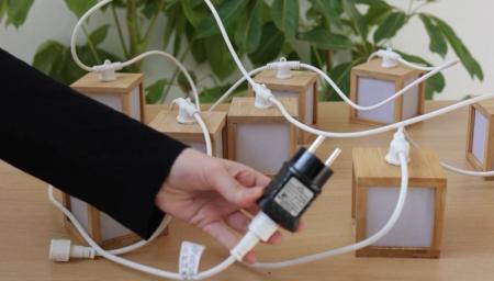 New Garden Vega Solarlichterkette IP44 5 m lang Bambus 1800 K für 230 V Betrieb oder mit Solar - flexible Handhabung möglich