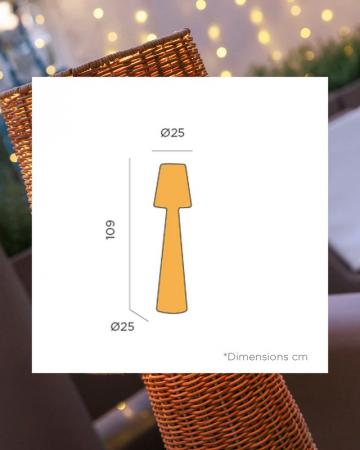 New Garden Dekorative Rattan Stehleuchte Lola 110 Nature 110cm hoch aus Naturfasern Rattan, warmweißes Licht mit Akku, IP54 In & Out