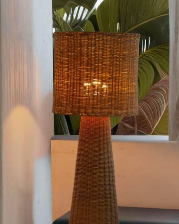 New Garden Dekorative Rattan Stehleuchte Grace 140 Nature Höhe: 137 cm, IP54, mit Kabel für 230 V, mit E27 Fassung ohne Leuchtmittel