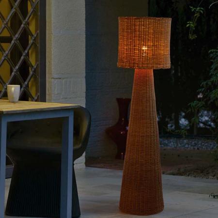 New Garden Dekorative Rattan Stehleuchte Grace 140 Nature Höhe: 137 cm, IP54, mit Kabel für 230 V, mit E27 Fassung ohne Leuchtmittel