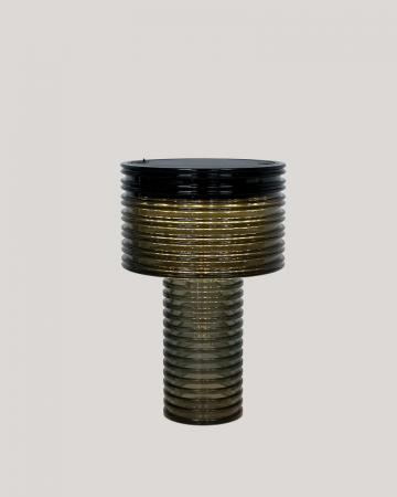 New Garden TISCHLAMPE AMBAR SOLAR im transparenten Grauton mit Akku dimmbar In&Out IP44 Höhe: 25 cm