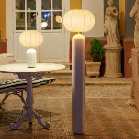 New Garden Solar Stehlampe RACHEL 145 Mattbeige mit Akku, Fernbedienung, Dämmerungssensor, warmweißes Licht IP65 143cm hoch