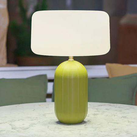 New Garden SOLAR-TISCHLAMPE PHOEBE 40 in Oliven Grün In&Out IP65 mit Fernbedienung und warmweiße Lichtfarbe