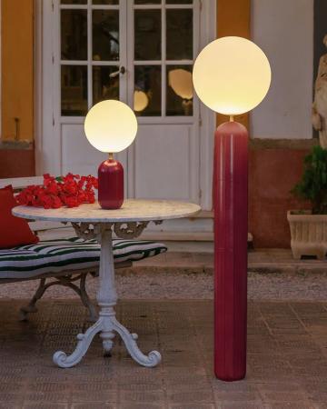 New Garden Monica 50 Akku Tischleuchte in Bordeauxrot In&Out IP54 mit Fernbedienung und Tunable White Lichtfarbe