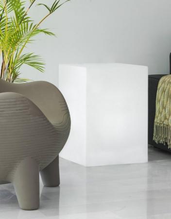 New Garden CUBY 53 Leuchtwürfel & Beistelltisch in weiss 230V Höhe 53cm Lichtfarbe Tageslicht - Länge Kabel 2 m