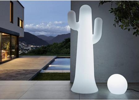 New Garden Stehlampe PANCHO LED-Kaktus weiß 230 Volt 140cm Innen & Außen IP65 kaltes Tageslichtweiss