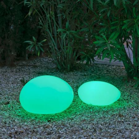 New Garden PETRA 60 Leuchtender Stein Solar Akku RGBW USB Fernbedienung - mit farbigem, warmen und kaltem Licht IP65