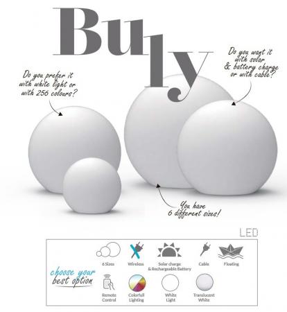 New Garden BULY 40 LED Lichtkugel für Innen IP20, Ø 40cm mit Kabel, Stecker und Schalter für 230 V Anschluß