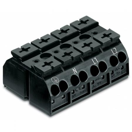 WAGO 862-9504 4-Leiter-Geräteanschluss Klemme PE-N-L1-L2 4 mm² schwarz