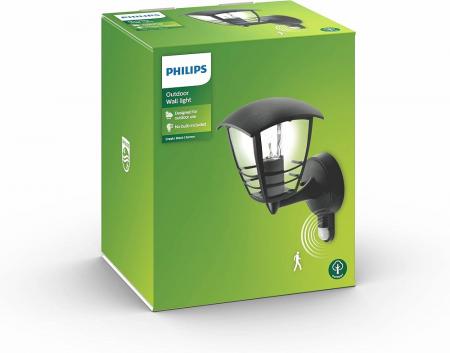 Philips myGarden Traditonelle Wandaussenleuchte Creek in Schwarz mit Bewegungsmelder