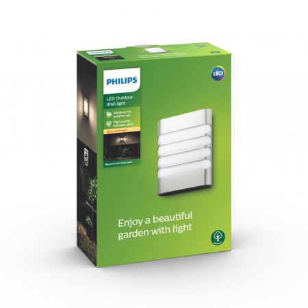Philips myGarden LED Wandleuchte Raccoon 172734716, 270lm, Edelstahl