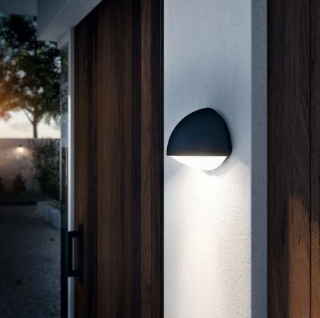 Philips myGarden Halbmond Wandleuchte Dust in Anthrazit inkl. warmweißer LED für Hauseingang & Terrasse