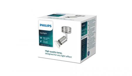 Philips 1er Limbali Decken-/Wandspot in Chrom matt mit 1 x GU10 Fassung IP20 - GU10 Leuchtmittel nicht enthalten