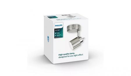 Philips 1er Meranti Decken-/Wandspot in Nickel mit 1 x GU10 Fassung IP20 - GU10 Leuchtmittel nicht enthalten