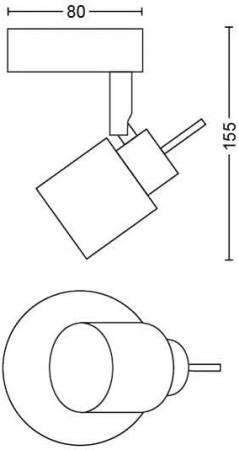 Philips 1er Meranti Decken-/Wandspot in Nickel mit 1 x GU10 Fassung IP20 - GU10 Leuchtmittel nicht enthalten