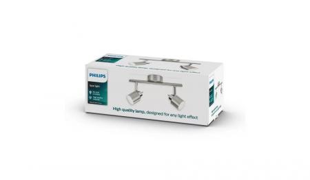 Philips 2er Meranti Decken-/Wandspot in Chrom mit 2 x GU10 Fassung IP20 - GU10 Leuchtmittel nicht enthalten