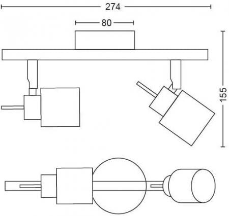 Philips 2er Meranti Decken-/Wandspot in Chrom mit 2 x GU10 Fassung IP20 - GU10 Leuchtmittel nicht enthalten