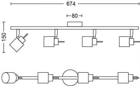 Philips 4er Meranti Deckenstrahler in Chrom mit 4 x GU10 Fassung IP20 - GU10 Leuchtmittel nicht enthalten