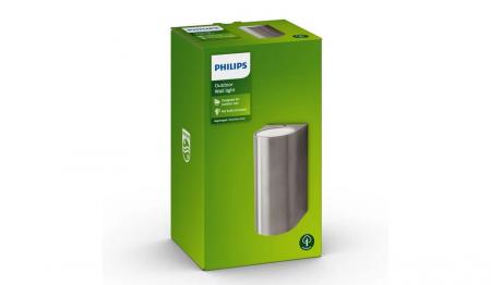 Philips Hochwertige Wandleuchte Nightingale abgerundetes Edelstahlgehäuse up&down Fassadenbeleuchtung