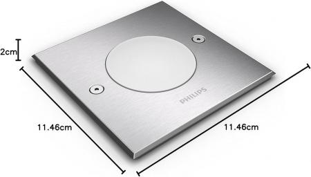 Philips Outdoor Einbauleuchte Crust Edelstahl mit warmweißem Licht 3,2W IP67