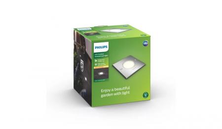 Philips Outdoor Einbauleuchte Crust Edelstahl mit warmweißem Licht 3,2W IP67