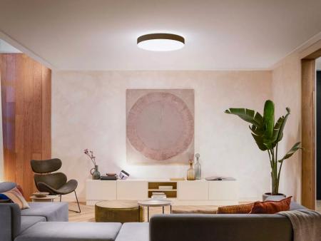 Philips Hue White Ambiance Extra Große LED-Deckenleuchte ENRAVE mit Dimmschalter in Schwarz Ø55,1cm