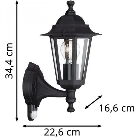 Philips IR Wandleuchte Peking in Schwarz mit  Bewegungsmelder in klassischer Form