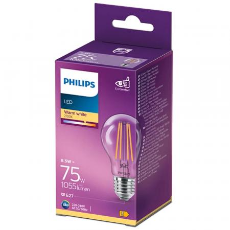 Philips E27 A60 LED-Lampe 8,5W 1055lm 2700K Warmweiß Filament