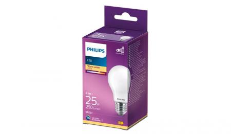 Aktion: Nur noch angezeigter Bestand verfügbar:    Philips E27 Classic LED Lampe matt 2.2W wie 25W warmweißes Licht 2700K