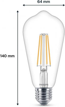 Philips LED E27 Filamentfadenlampe Kolbenform 7W wie 60W warmweisses Licht dekorativ