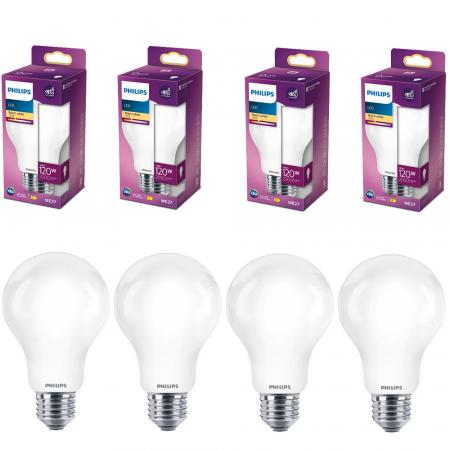 4er Set Philips E27 LED Leuchtmittel leistungsstark augenschonend 13W wie 120W warmweiss opalweiß mattiert