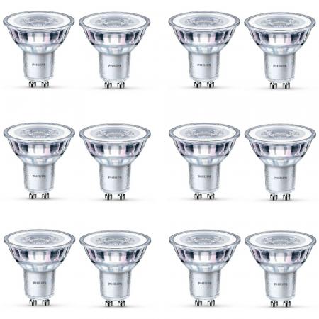 12er Vorratspack Philips GU10 LED Strahler 4,9W wie 50W warmweißes akzentuiertes Licht 3000K breiter Abstrahlwinkel 120°