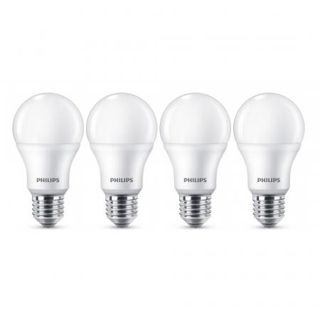 4er Set PHILIPS LED-Lampen E27 Standardfassung 8W wie 60W Warmweißes Licht - augenschonend