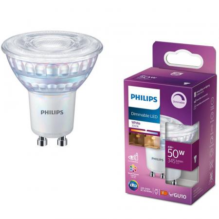 Philips GU10 LED Strahler 4W wie 50W warmweißes Licht 3000K schmaler Abstrahlwinkel 36° hohe Farbwiedergabe dimmbar