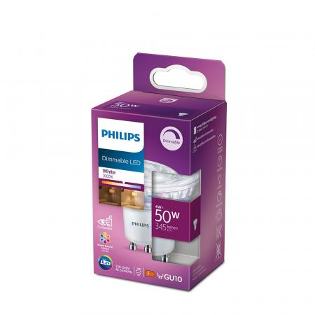 Philips GU10 LED Strahler 4W wie 50W warmweißes Licht 3000K schmaler Abstrahlwinkel 36° hohe Farbwiedergabe dimmbar