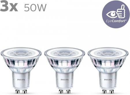 3er Pack Philips GU10 LED Strahler 4.6W wie 50W Glas 4000K neutralweißes Licht