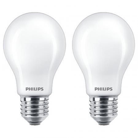2er-Pack blendfreie PHILIPS E27 LED Lampen in Glühbirnenform weiß satiniert 4.5W wie 40W warmweiss