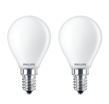 2er Pack PHILIPS E14 LED Tropfenlampen matt 2,2W wie 25W warmweisses Licht