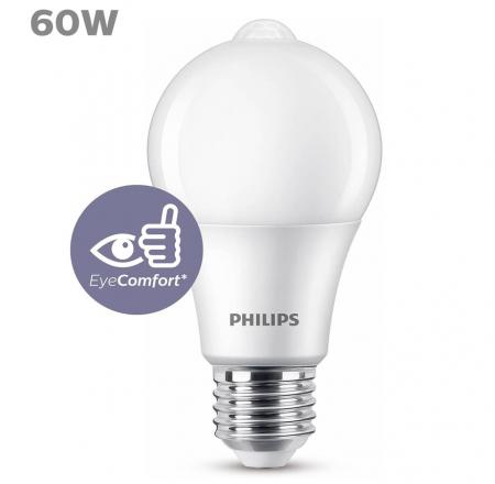 Philips E27 LED Lampe Sensor mit Bewegungsmelder 8W wie 60W warmweißes Licht Standardform Glühbirne